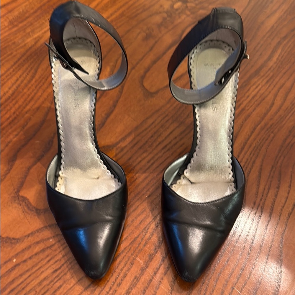 BCBGirls Black Heels with Ankle Strap and Pointed Toe
